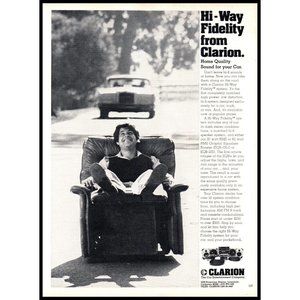1977 Clarion Car Audio Stereo Vintage Print Ad Recliner Lounge Chair Wall Art